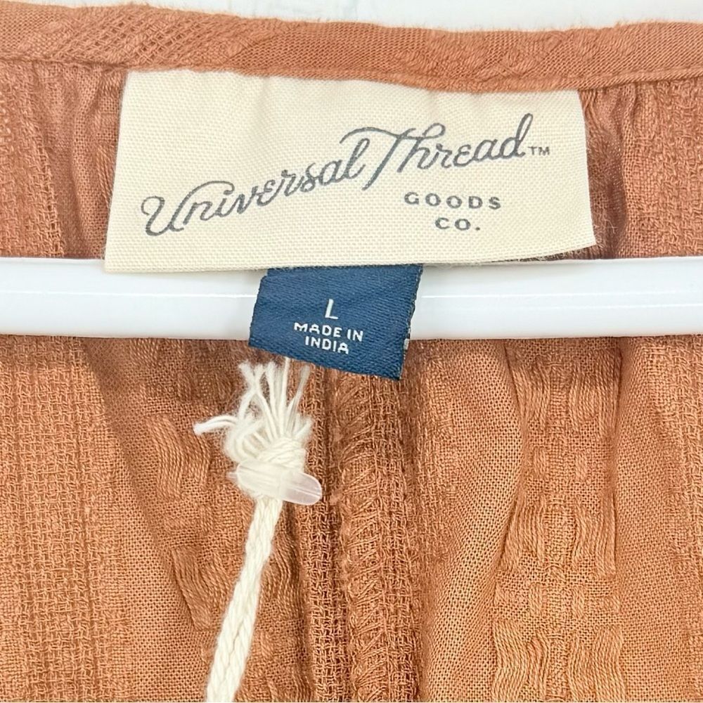 Universal Thread Rust Brown Cropped Puff Sleeve Peasant Blouse NEW - Picture 12 of 13